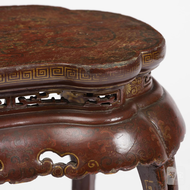A red and gold lacquer stool, - 图8